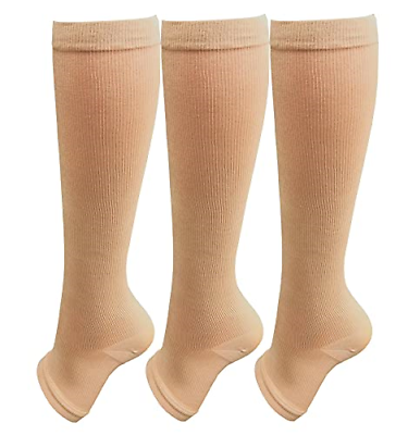 3 Pairs For Women Men 15-20 Mmhg Support Nude