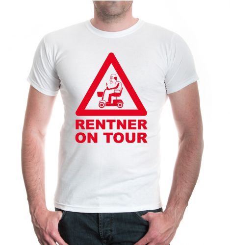 Herren Unisex Kurzarm TShirt Rentner on Tour Führerschein Pflegedienst Opa 