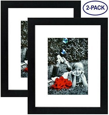 8x10 Frame Black (2-pack) w/ 5x7 Mat GLASS FRONT 8x10" Picture Frame Photo Frame