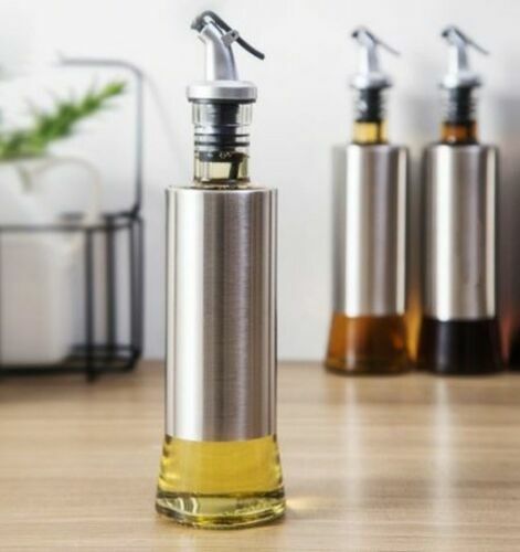 Oliera Contenitore Olio Aceto Con Tappo Dosatore In Acciaio Inox 500ml dfh