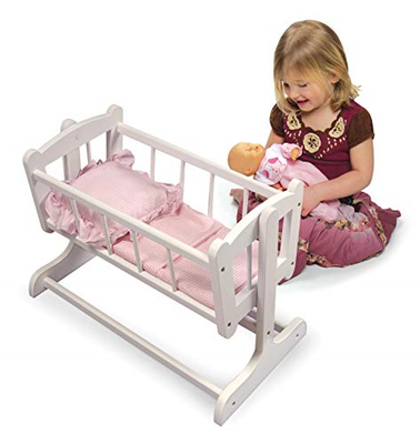 Badger Basket Heirloom Style Doll Cradle with Blanket & Pillow fits American