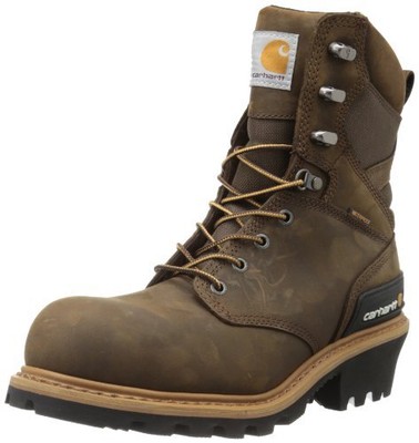 Pre-owned Carhartt Men's 8" Waterproof Composite Toe Leather Logger Boot Cml8369 Color Bro In Brown