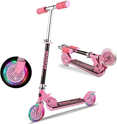 WeSkate Scooter for Kids with LED Light Up Wheels Adjustable Height Kick Scoo...