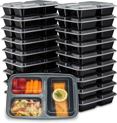 3 Compartment Meal Prep Containers With Lids Bento Box Plastic St