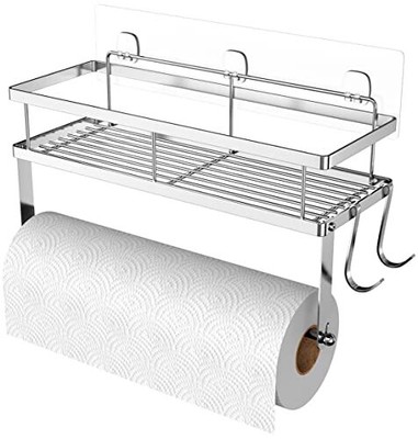 ESOW Paper Towel Holder with Shelf Storage Adhesive Wall Mou