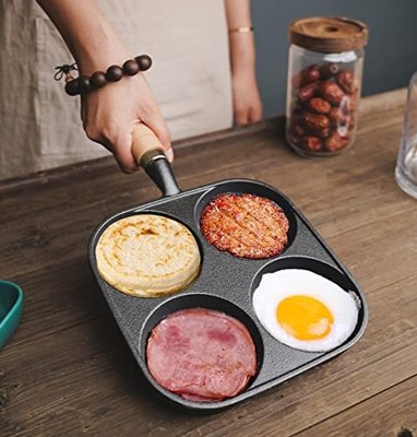 Egg Cooker Omelet Pan With 4-cups Pancake Pan Cast Ir...