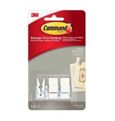 3M Command Strips 3 pack of White Clips Damage Free Hanging Up to  4 lbs V24