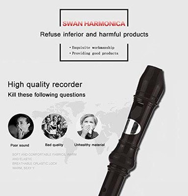Descant Recorder 8Hole Soprano Kids Music Flute With Cleaning Rod And Case Bag
