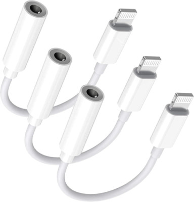Lightning to 3.5 mm Headphone Jack Adapter, [Apple MFi 3Pack, White 