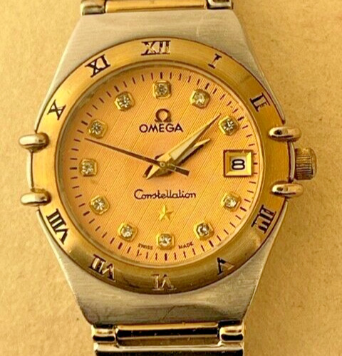 Vintage Omega Ladies Constellation Quartz Watch - Gold Tone Diamond Dial