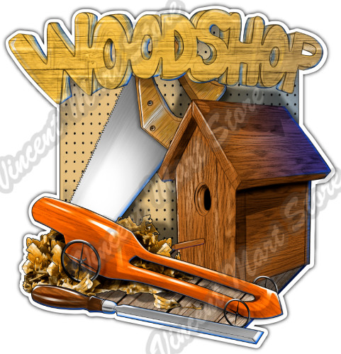 Wood Shop Carpenter Woodshop Tools Saw Car Bumper Vinyl Sticker