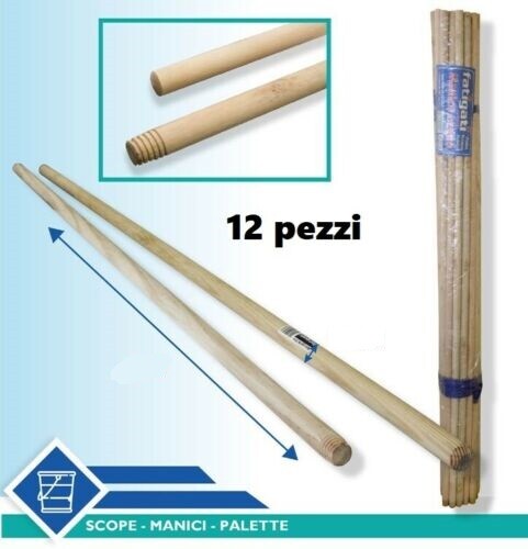 Set 12 Pezzi Bastone Manico In Legno Per Scopa 130cm idea