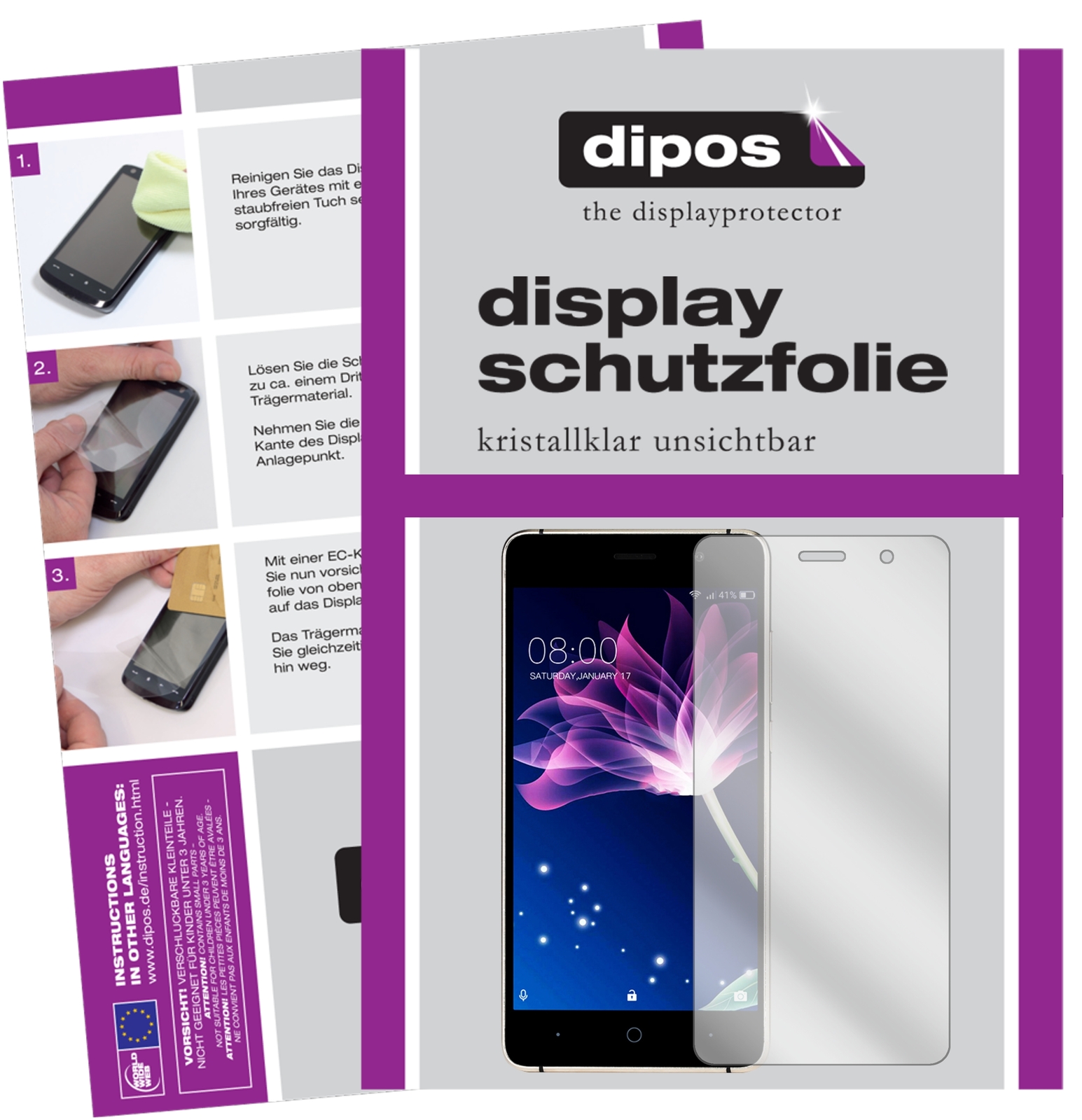Dipos 2x Pellicola Protettiva In Cristallo Per LG K10, Trasparente, Resistente Ai Graffi 4H, Made In Germany