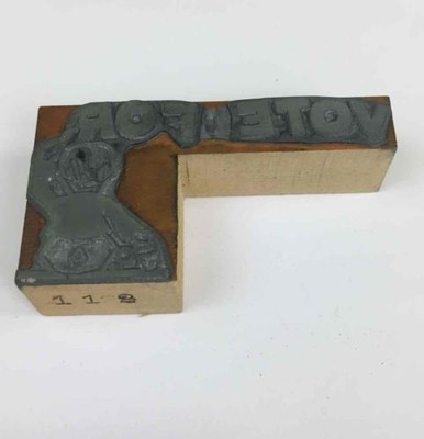 Vintage Wooden Letterpress Stamp Printers Block VOTE FOR Sign with CHILD