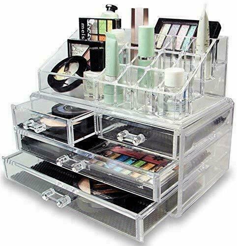 Espositore Organizer Porta Trucco Box Portagioie Cosmetici 4 Cassetti cir