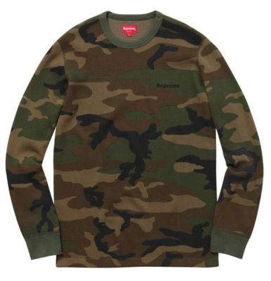 Tシャツ・カットソー Supreme FW16 Camo Waffle Thermal WOODLAND CAMO Size LARGE Supreme Camo Waffle Thermal Woodland Men's - FW16 - US
