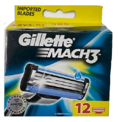 Gillette Mach3 Razor Blade Refills, 12 Cartridges NEW