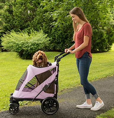 Pet Gear NO-Zip Stroller, Push Button Zipperless Dual Entry, for Single or Pet