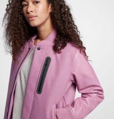 Pre-owned Nike $500 Women's  Lab Destroyer Wool Leather Jacket Rare Color Small In Pink