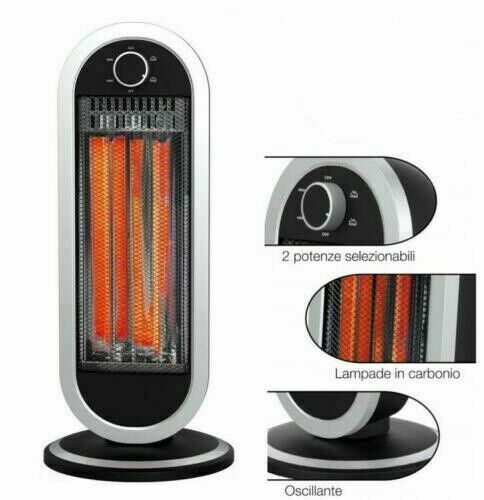 Stufa Stufetta A Torretta Alogena Al Carbonio Doppia Potenza Oscillante 900w