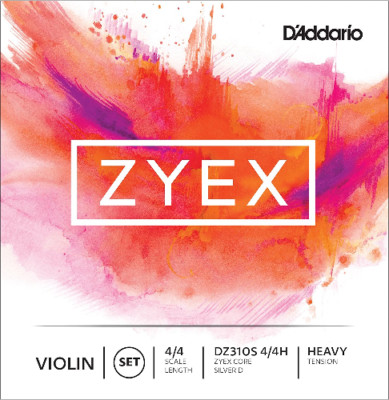D'Addario Zyex Violin String SET, 4/4 Scale, Silver D String