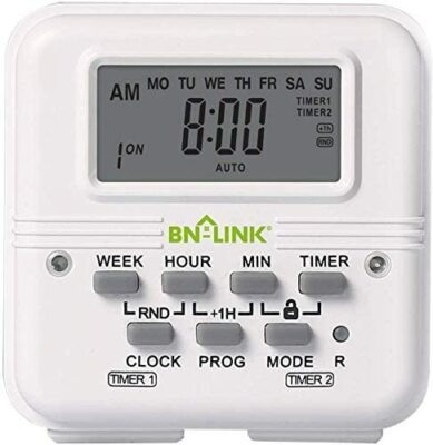 BN-LINK 7 Day Heavy Duty Digital Programmable Dual Outlet Timer - 2 