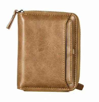 Fashion Men's Leather Business Wallet W/ Coins Pocket Zipper Purse Brown Black E