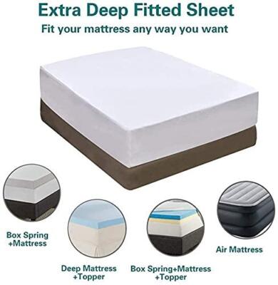 Bedecor Queen Fitted Sheet Deep Pocket Soft Microfiber Without Shrink and
