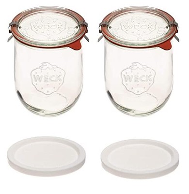 Weck Jars - 1 Liter - Large Sour Dough Starter Jars - Tulip Jar with Wide Mouth
