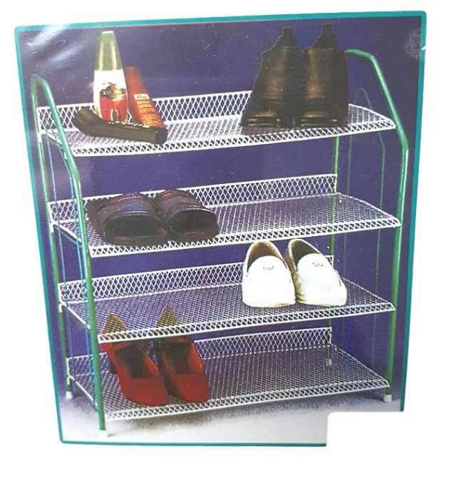 Scarpiera Porta Scarpe 4 Ripiani Piani Metallo Scaffale Mobile PortaScarpe dfh