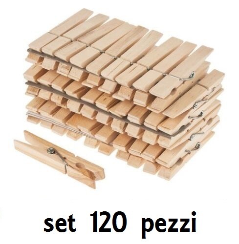 Set 120 Pezzi Mollette Pinze Bucato Panni Legno ExtraForte hmj