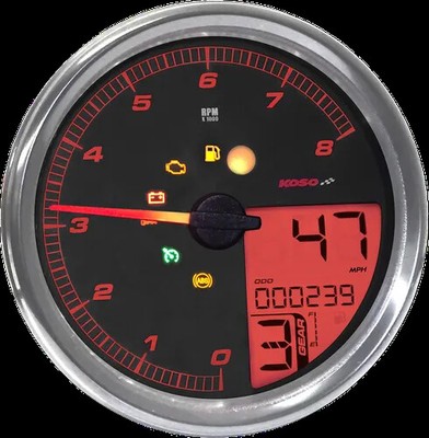 Koso Chrome Speedometer Tachometer for Harley Dyna Switchback 12-16