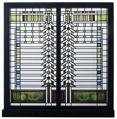 FRANK LLOYD WRIGHT MARTIN HOUSE CASEMENT WINDOW STAINED ART GLASS PANEL DISPLAY