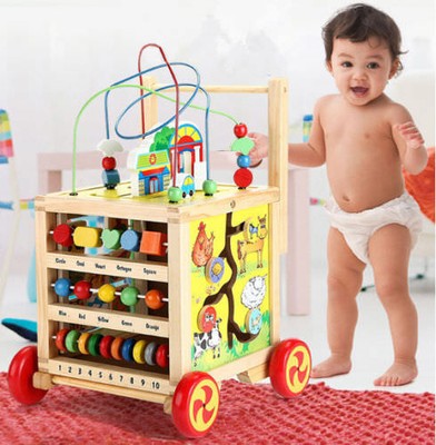 Learning Wooden Bead Maze Cube Activity Center For Child Toys Kids Gift