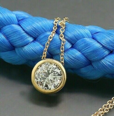 2.00Ct Round Cut Lab-Created Diamond Solitaire Pendant 14k Yellow Gold Finish