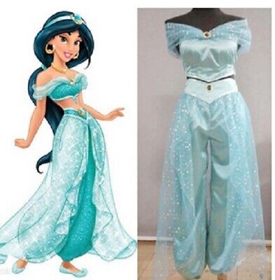 Aladdin Jasmine Princess Costume Arabian Dress for Halloween Cosplay Women Girls