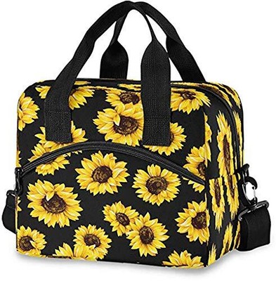 For Women Yellow Flower Floral Black Lunch...