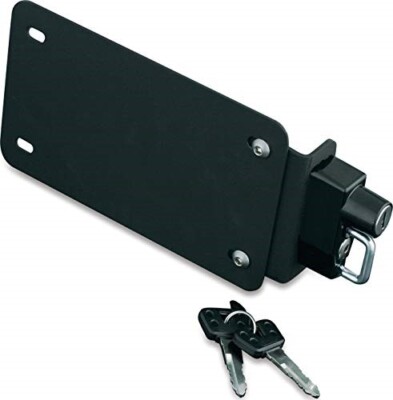 Kuryakyn 4248 Black Motorcycle License Plate Mount with Helmet Lock