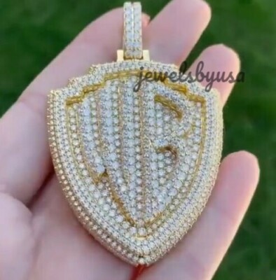 Pre-owned Nsg Men's Customized "wb" Letter Charm Pendant 2.97ct Genuine Moissanite 925 Silver In White