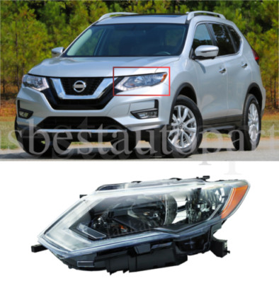 For 2017-2019 Nissan Rogue Drive Left Halogen Headlight Headlamp W/LED DRL
