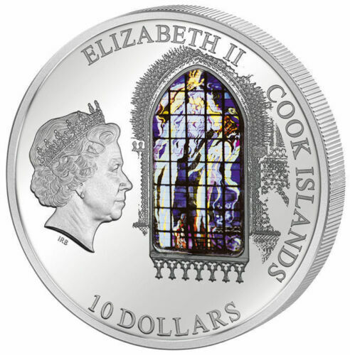 2012 Cook $10 Windows of Heaven - Church of St. Francis Krakow 50 g Silver Coin.