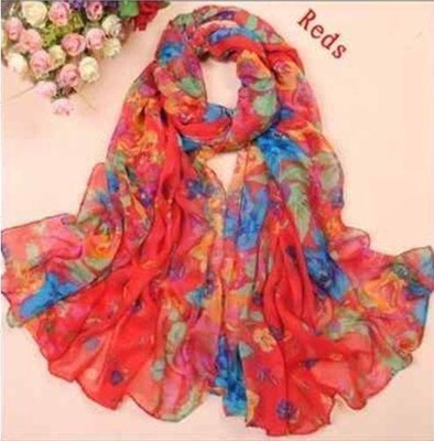 New Women Wrap Shawl Long Soft Silk Chiffon Scarf Scarves Red Color 46r7ttyfter3