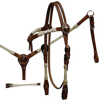 Showman Leather Rawhide Braided Futurity Knot Headstall & Breast Collar Set