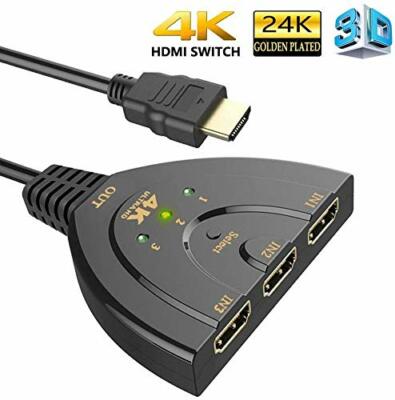4K 3 Port Répartiteur HDMI Câble Multi Commutateur Sélecteur Hub Boîte LCD PS3
