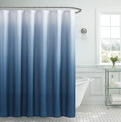   Textured Fabric Shower Curtain Set Includes 12 Easy Glide Metal Rings Modern B