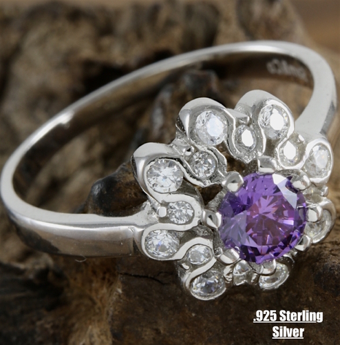 Amethyst And White Sapphire  Silver Ring
