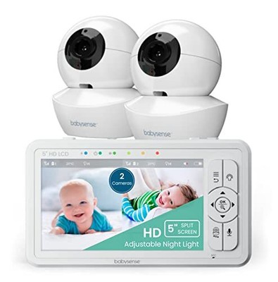 Babysense 5'' HD Split-Screen Baby Monitor, Video Baby Monitor with 2 Cameras ...