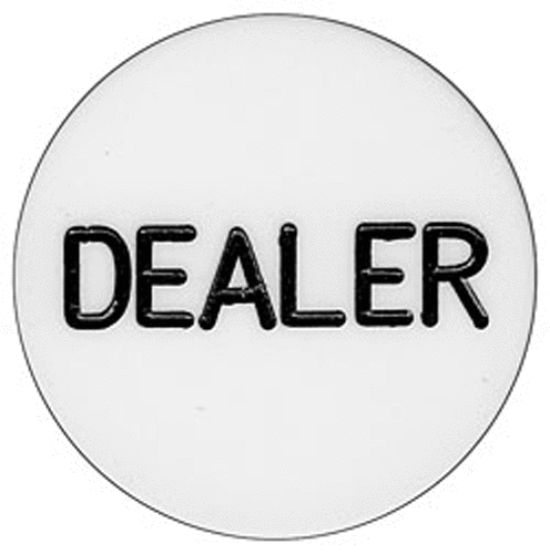 Standard Dealer Button White Solid Acrylic Poker Casino - Lammer
