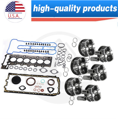 Engine Overhaul Gasket Kit+Pistons & Rings Set for BMW N54B30 335i 535i 740i USA