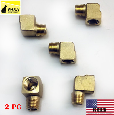 2x Solid Brass Street Pipe 90 Degree Elbow 1/4 Inch Male Female NPT Air Fuel WAT